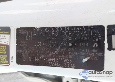 2015 Kia Forte Lx z USA, uszkodzony, nr VIN KNAFX4A66F5355828